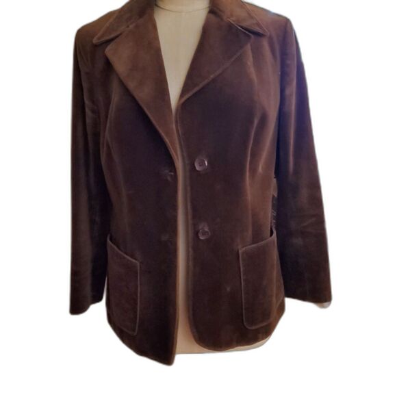 Velvetty Brown Vintage Eastex Cotton Blazer Jacket, Made in England. Size 33 M - Picture 7 of 14